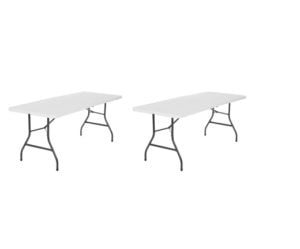 6 Foot Centerfold Folding Table, White  (2-Pack)