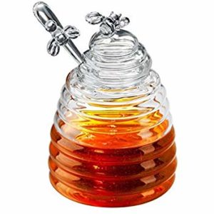 Glass Honey Bee Pot With Dipper