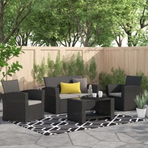4 Piece Rattan Sofa Seating Group with Cushions
