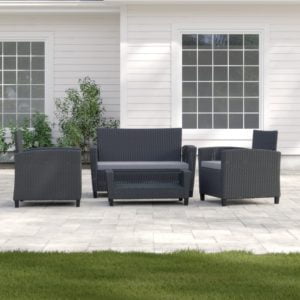 4 Piece Rattan Sofa Seating Group with Cushions