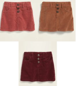 Corduroy Snap-Fly Skirt for Toddler Girls