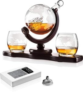 Glass Globe Decanter Set w/Whiskey Glasses