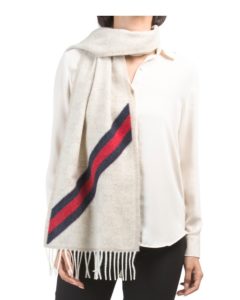 gucci wool blend logo stripe scarf