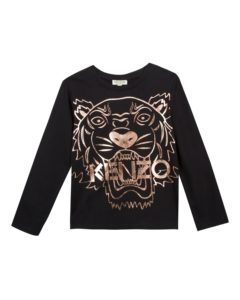 Metallic Tiger Face Icon Long-Sleeve T-Shirt, Size 8-10