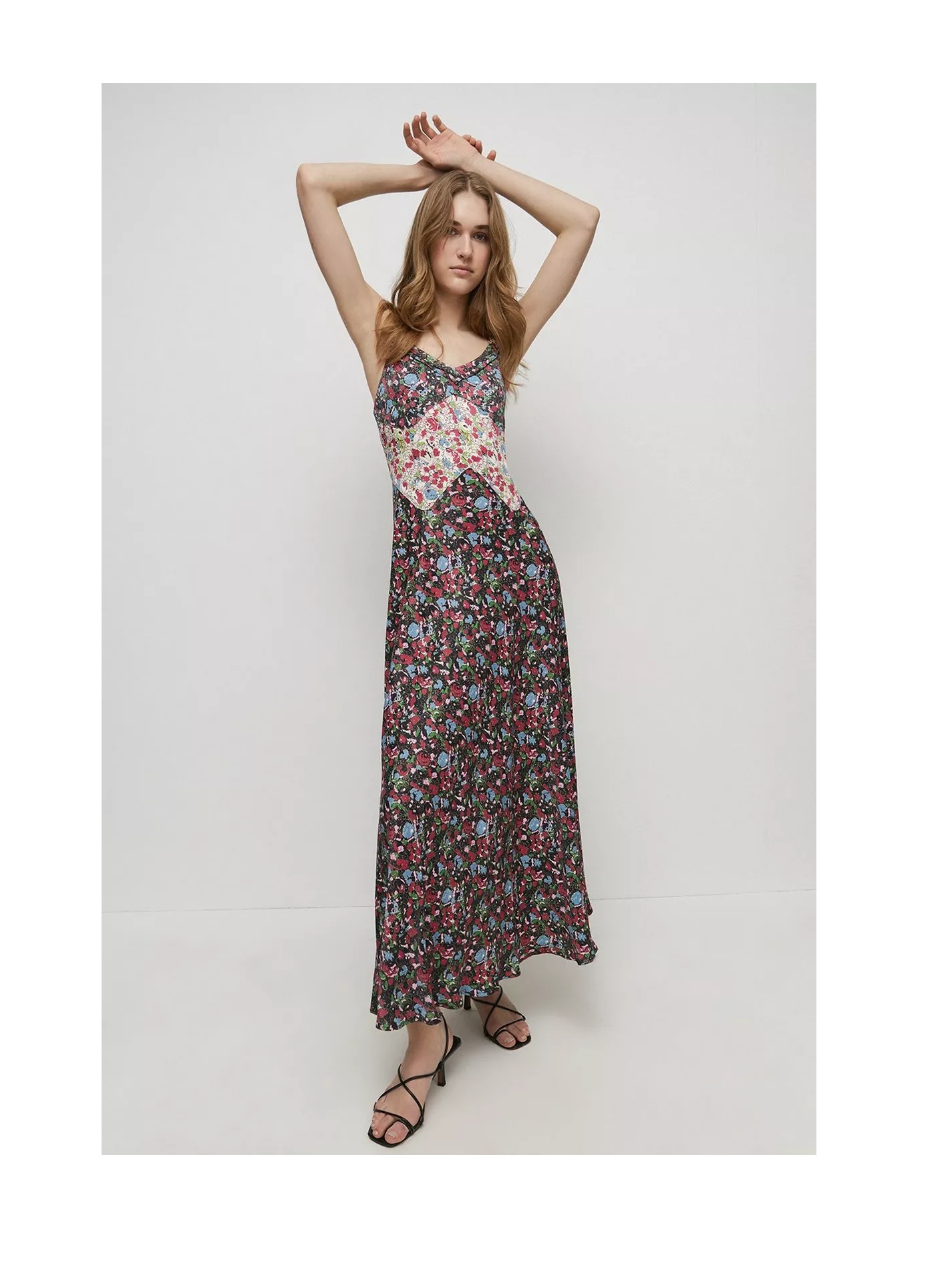 Warehouse Lace Satin Midi Dress - Dealperx