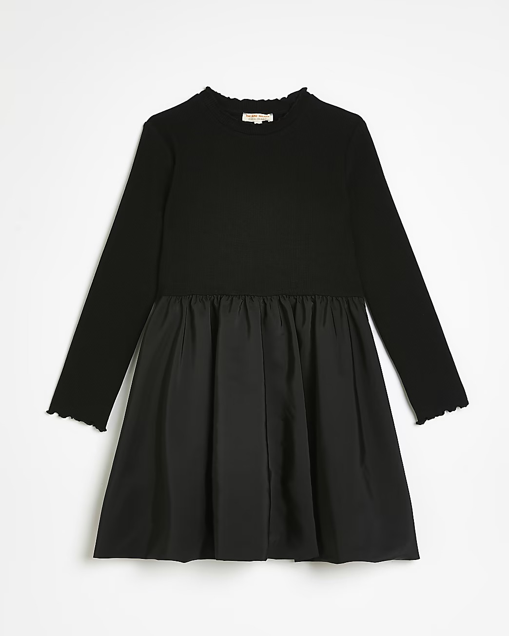 Girls Black Long Sleeve Puffball Dress - Dealperx