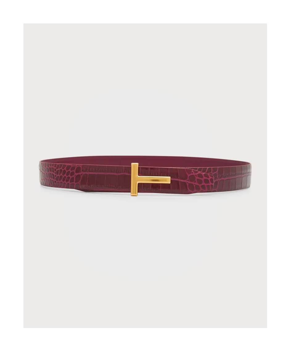 Sale on Tom Ford T Buckle Croc-embossed Patent Belt