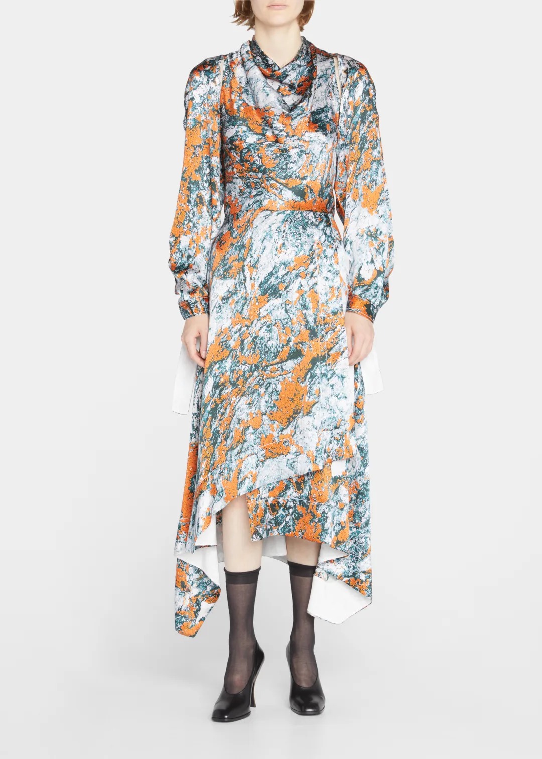 Sale on 3.1 Phillip Lim Lichen Bloom Hammered Silk Midi Dress with Cut-outs