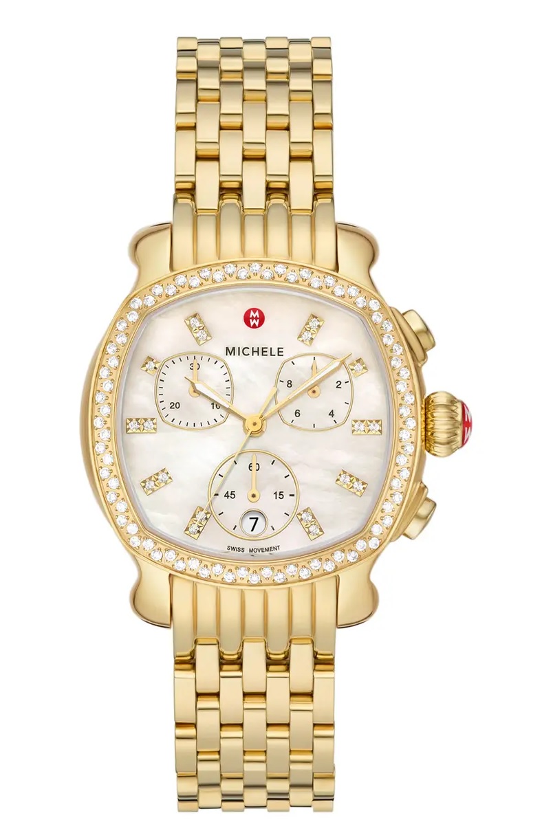 Sale on Michele Lilou Diamond Chronograph Bracelet Watch 34mm