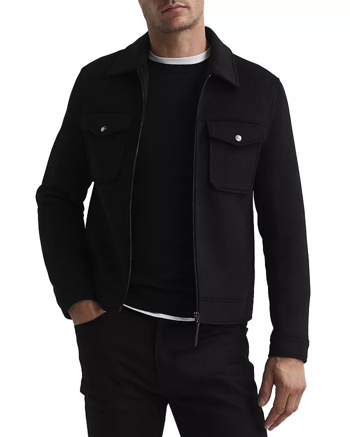 Reiss Taylor - Hybrid Zip Through Quilted Jacket in Black, Mens
