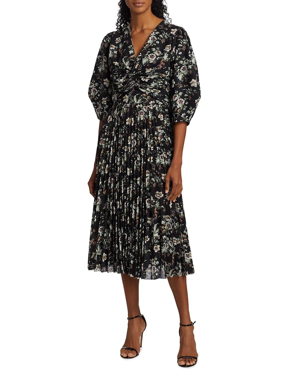 Sale on Elie Tahari Floral Twist Front Midi-dress