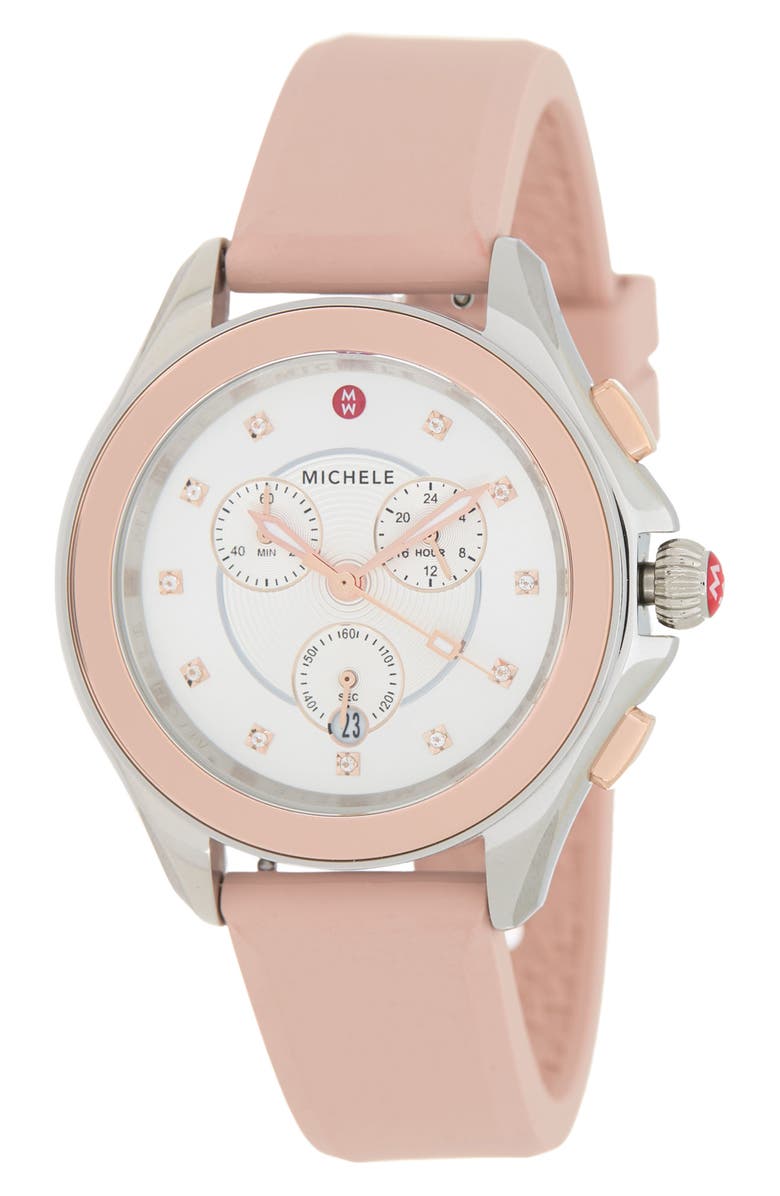 Sale on Michele Cape Chronograph Desert Rose Silicone Watch 38mm