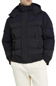 Ventry Puffer Bomber Jacket with Removable Hood