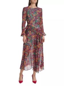 DAZY Bishop Sleeve Maxi Layered Dress