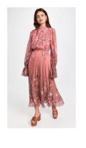 Sale on Elie Tahari Mixed Media Dress with Pleated Hem