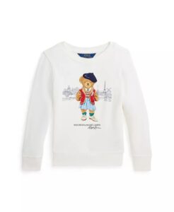 Toddler and Little Girls Polo Bear Paris Terry Crewneck Sweatshirt