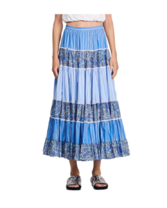 Mixed Print Tiered Cotton Skirt