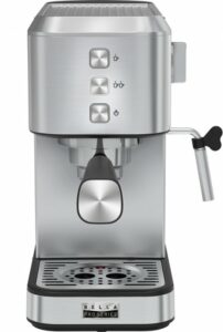 Slim Espresso Machine with 20 Bars of Pressure - Stainless Steel