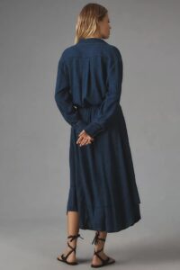 Pilcro V-neck Linen Wrap Midi Dress