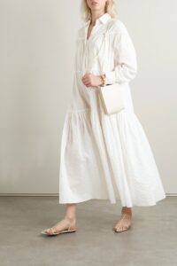 Tiered Embroidered Crinkled Cotton-voile Maxi Shirt Dress