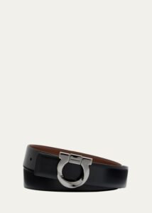 Men's Reversible Leather Gancio-buckle Belt