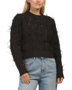 Cleo Feather Accent Pullover Sweater