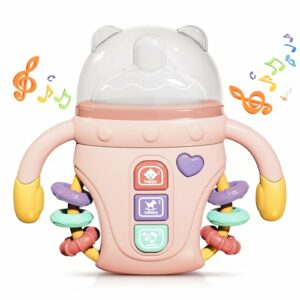 Silicone Baby Bottle Shape Teething Toy (pink)