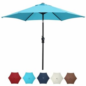 Ovastlkuy Patio Umbrella Outdoor Table Umbrella (7.5ft, Blue)