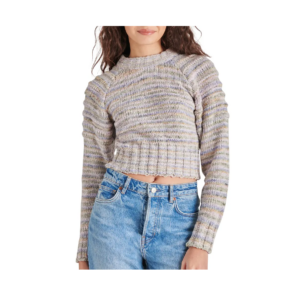 Dana Space Dye Stripe Raglan Crop Chenille Sweater