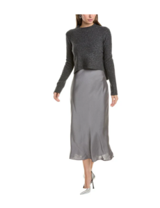2pc Tierny Wool & Yak-blend Popover Sweater Midi Dress