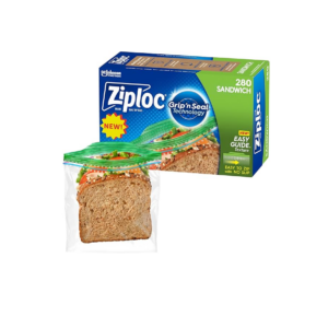 Ziploc Sandwich and Snack Bags, Storage Bags for on the Go Freshness, Grip 'n Seal Technology for Easier Grip, Open, and Close, 280 Count
