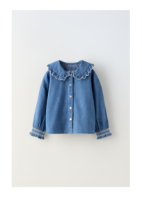 Denim Embroidered Collar Shirt Size 1.5-6