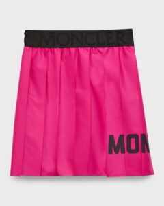 Girl's Pleated Logo-print Skirt, Size 4-6