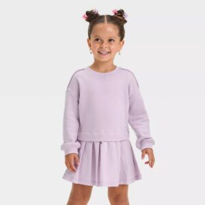 French Terry Sweatshirt Dress - Purple