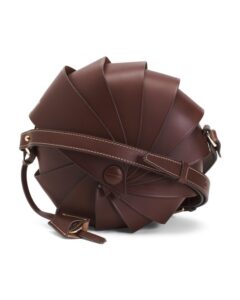 Made in Italy Leather Small Fan Round Crossbody