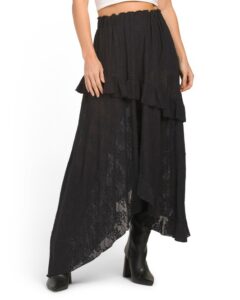 Lace Ruffle Midi Skirt