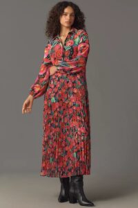 Pleated Drop-waist Maxi Dress