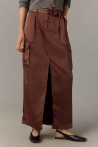 Sanctuary Classy Satin Cargo Maxi Skirt