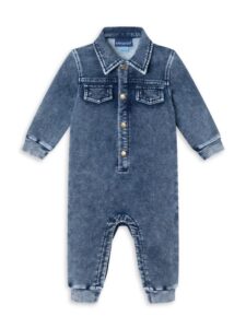 Baby Boy's Knit Denim Shirt Romper