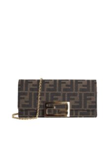 Fendi Continental Logo Plaque Chained Wallet