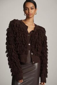 Loopy Fringe Cardigan Sweater