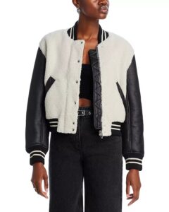 Colorblocked Faux Fur Bomber Jacket