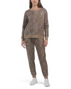 Cozy Foil Print Sweatshirt and Joggers Set