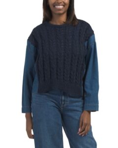 Mixed Media Denim Sweater