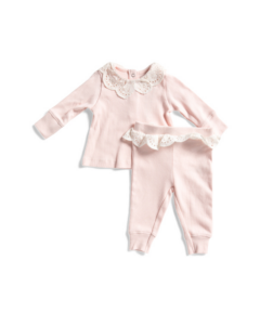 Newborn Girls 2pc Ribbed Top and Pants Set