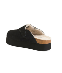 Suede Granola Faux Fur Lined Platform Footbed Clogs