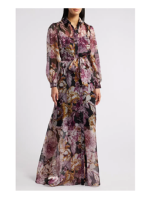 Floral Long Sleeve Maxi Shirtdress