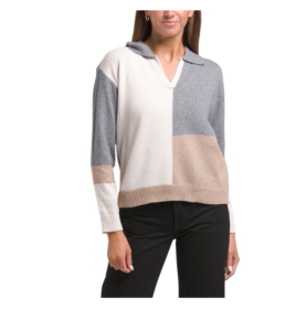 Color Block Drop Shoulder Pull over Sweater