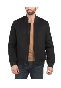 Textured Wool Blend Bomber Jacket