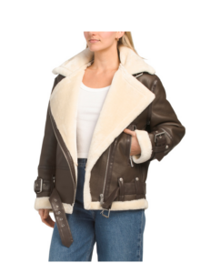 Shearling Coat with Spill out Details